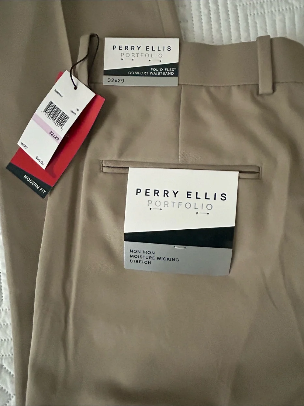 NWT PERRY ELLIS Portfolio Folio-Flex Comfort Waistband Dress Pants 32 x 29